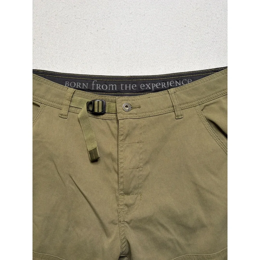 Prana Pants Mens‎ Medium Green Zion Hiking Cargo Integrated Belt Stretch
